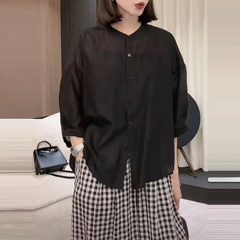 法式通勤气质薄款防晒衬衫外套夏季女新款宽松休闲设计感罩衫上衣