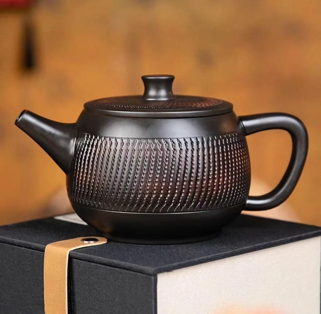 大师纯手工紫陶汉瓦壶家用办公送礼品茶器功夫茶壶复古挑刀凤鸣壶