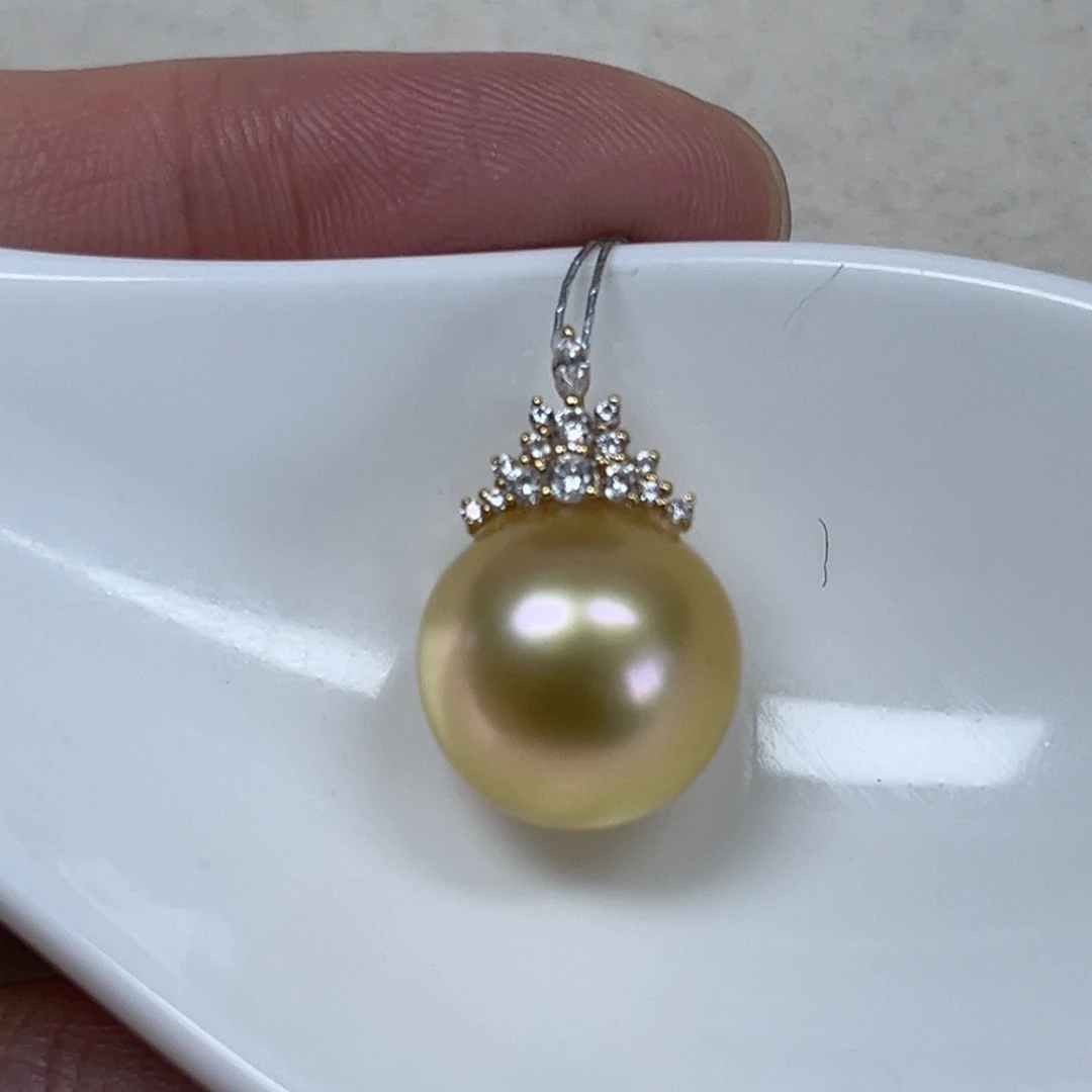 海水珍珠18K金镶嵌颈饰12.8mm