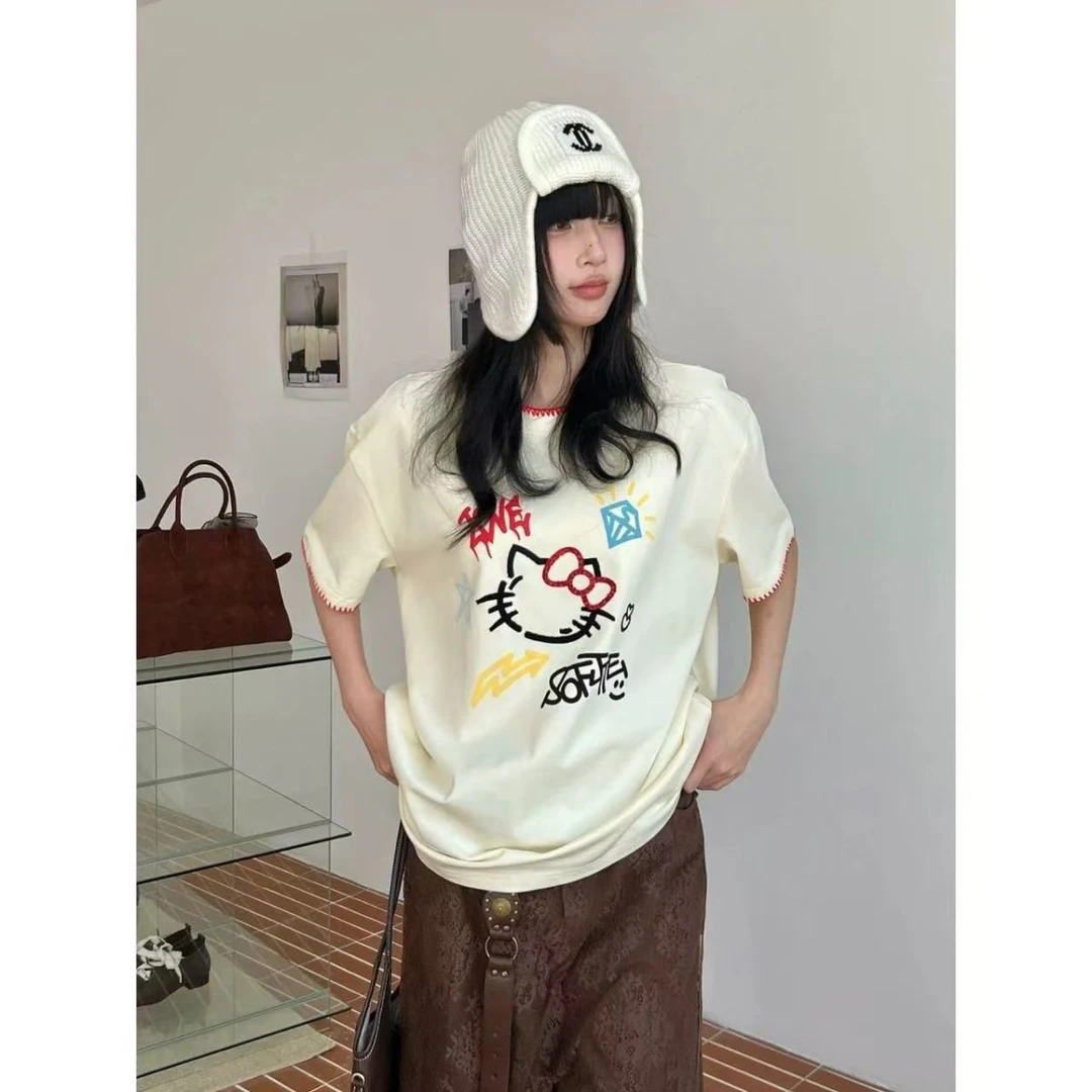 焊住这件了!!!【绣珠亮片】韩系校园风短袖T恤女INS超火韩版上衣