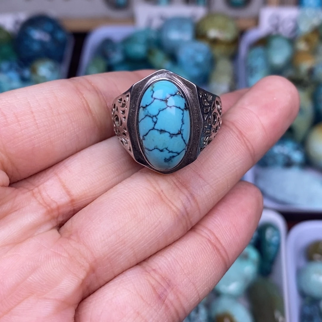 绿松石银S925镶嵌挂件