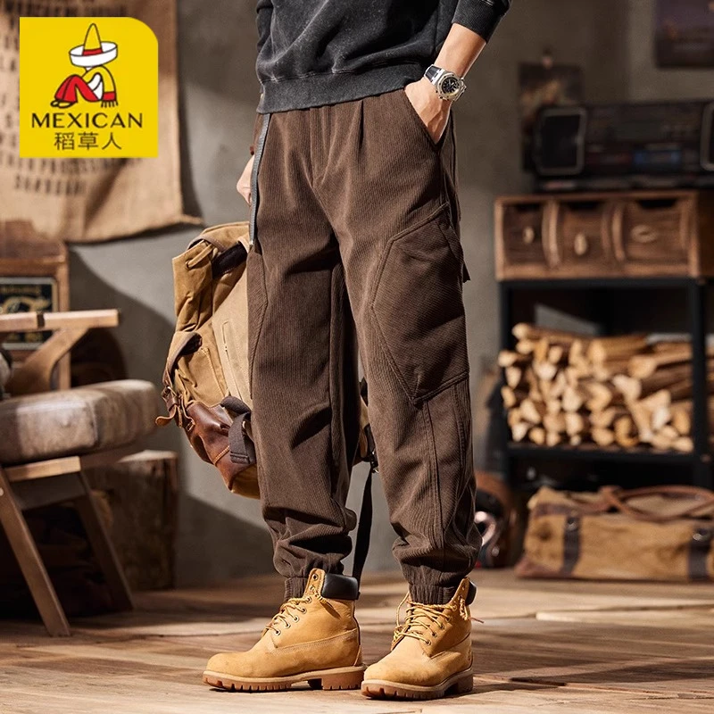 Mexican/稻草人雪尼尔灯芯绒男士春秋季2025新款长裤美式潮牌裤子