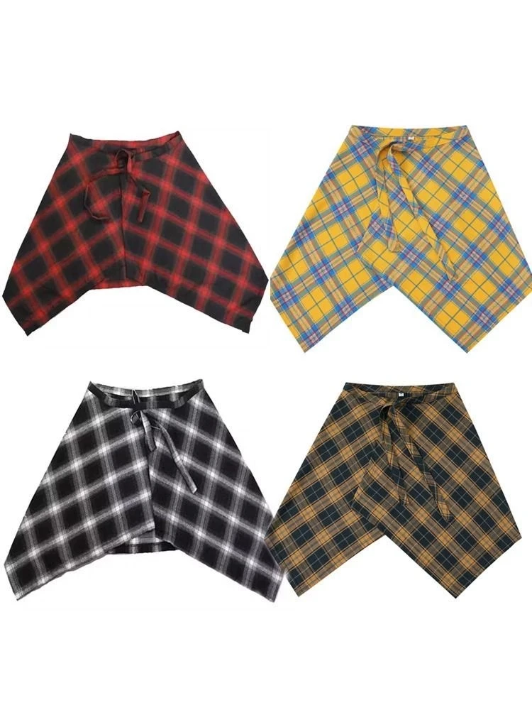 春夏百搭系带藏肉神器卫衣t恤叠穿格子屁帘男半身裙女高街下摆潮