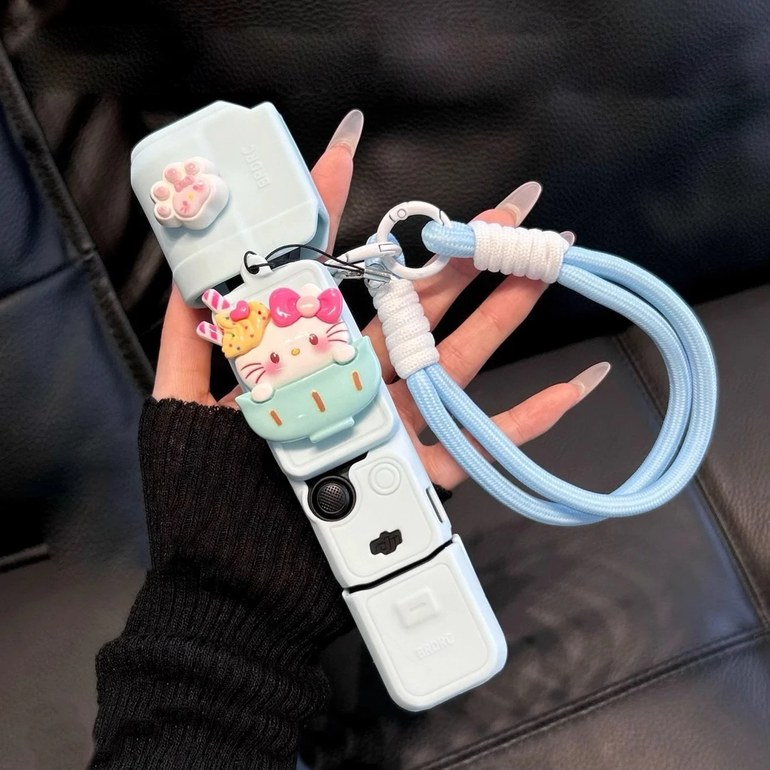 大疆保护套pocket3保护壳可爱冰激凌kitty硅胶套云台相机配件挂绳