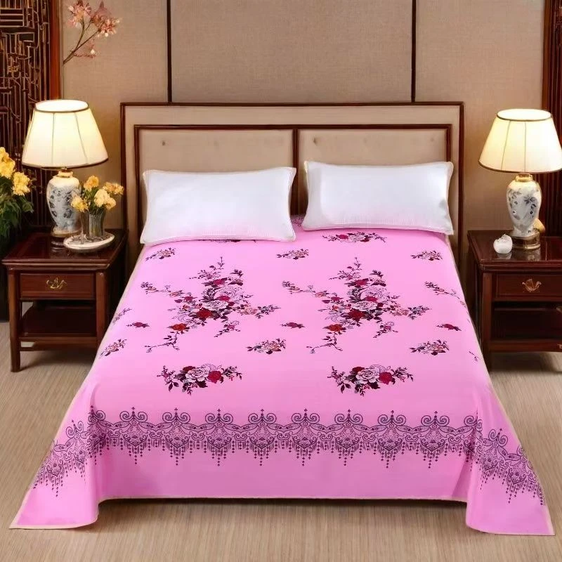 国民玫粉)加厚斜纹棉布料床单被套柔软亲肤耐用面料透气床上用品