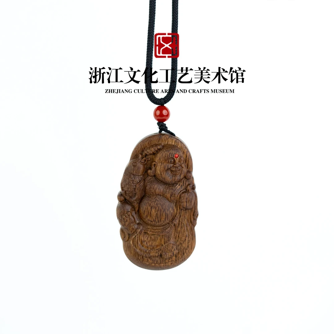 C430 ［好运来］越南老惠安蜜结黄奇楠弥勒佛雕件-17.38g JH