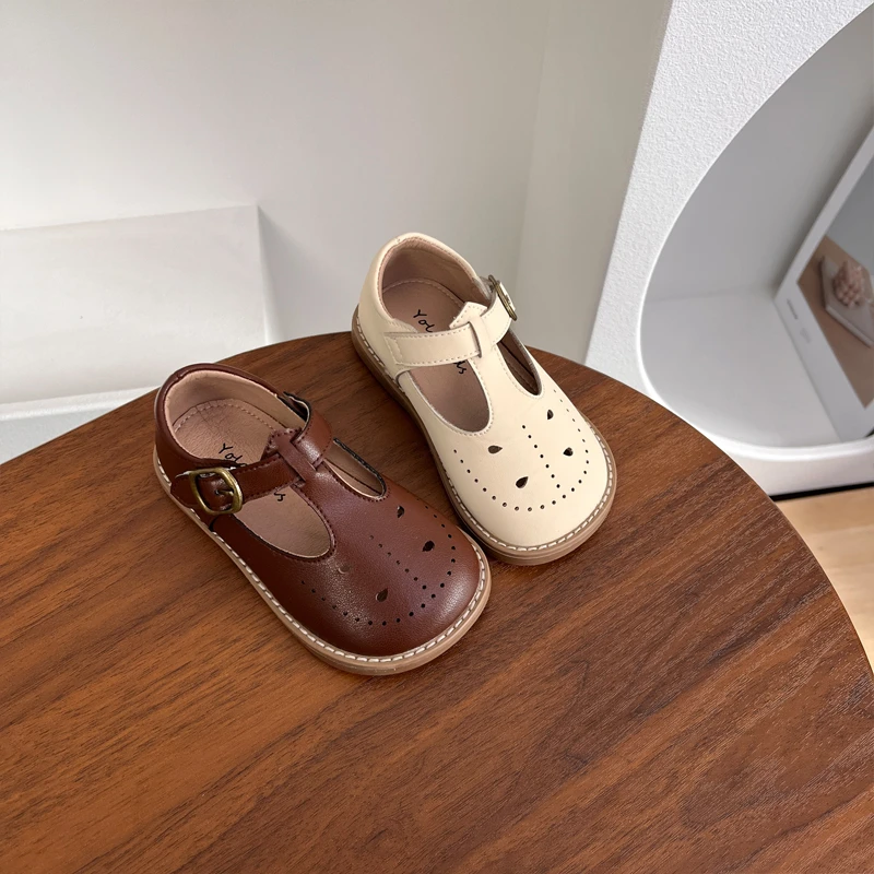 【1125】韩版童鞋2025男女童春季新款透气英伦风镂空公主小皮鞋