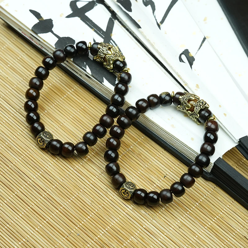 貔貅百福百财玉化枣木原木手串 男士女士手链把玩雷枣木手工