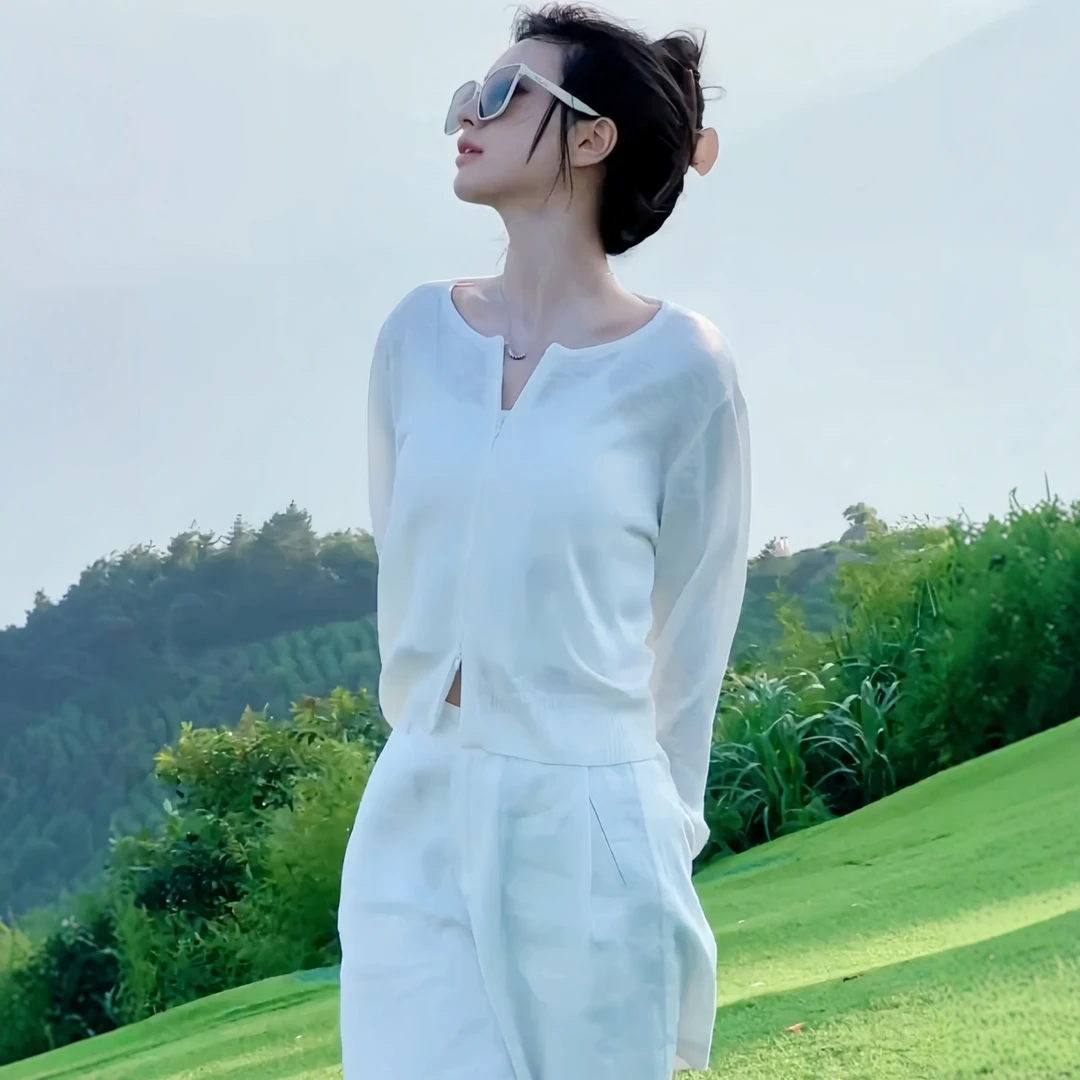 双拉链针织开衫外套女2025新款今年流行爆款薄上衣女时髦洋气减龄