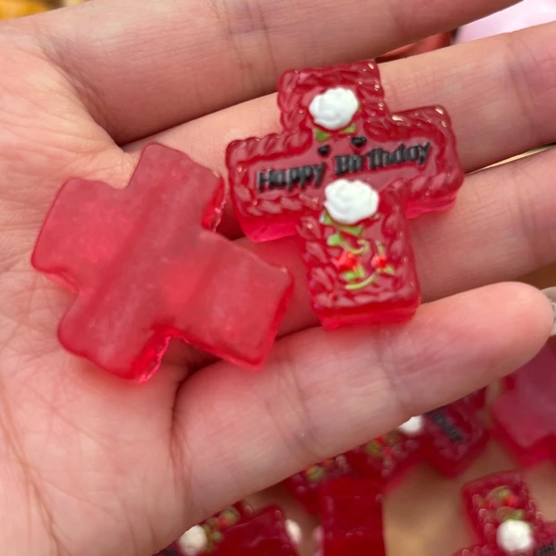 尼酱定制树脂食玩-十字架蛋糕亮面～单红色半透！-无赠品微瑕慎拍～