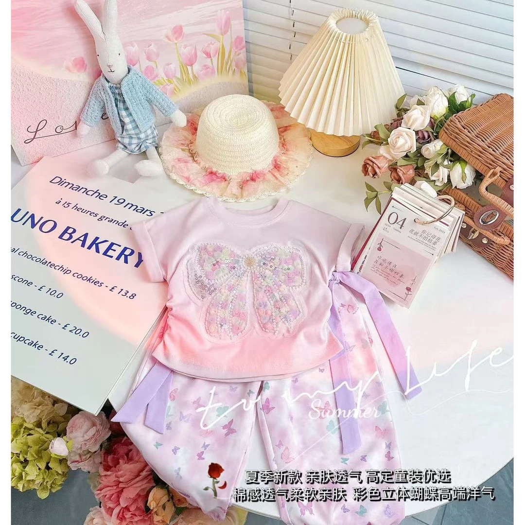 【Dannirabbit】*洋气华美+彩虹蝴蝶结*女童套装 D-H557