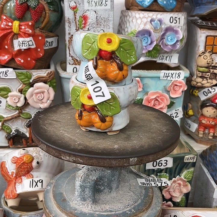 紫砂花盆粗陶材质多肉花盆107孤品