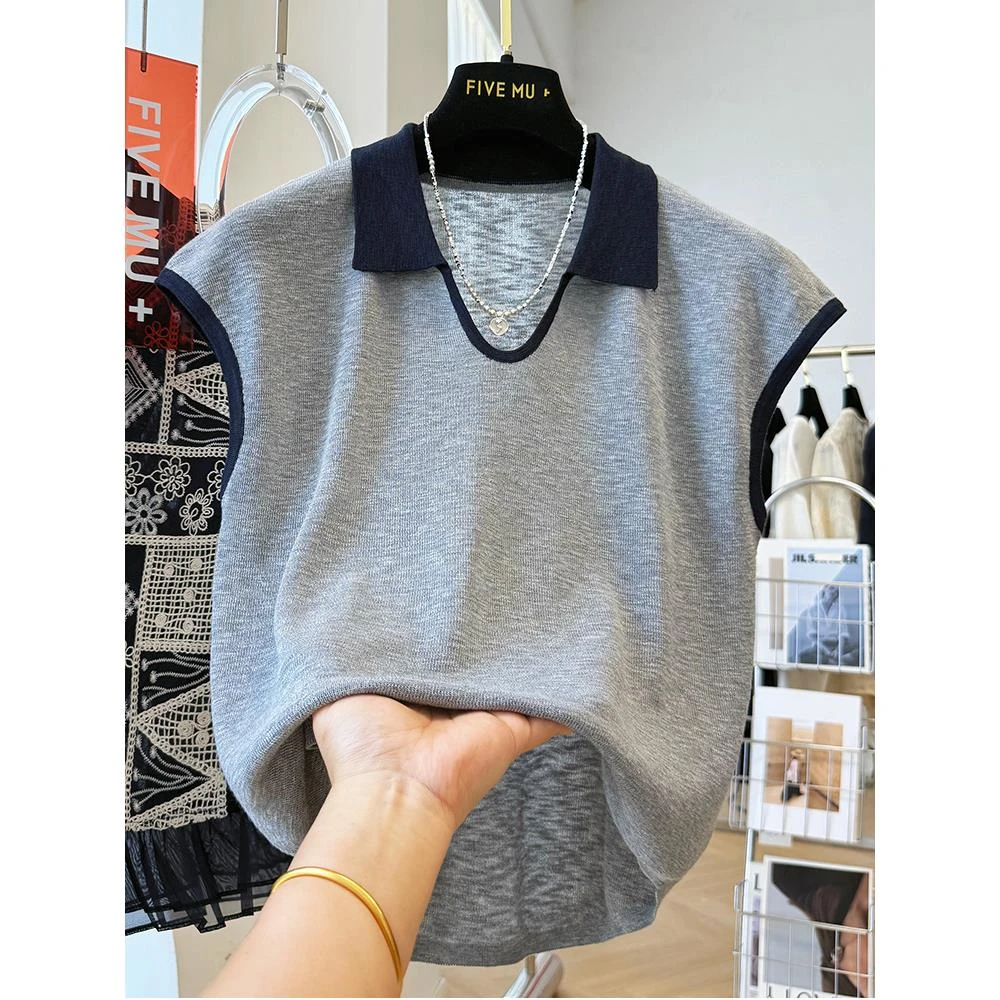 超大码300斤韩系修身撞色翻领短袖男夏季薄款polo领针织衫半袖3