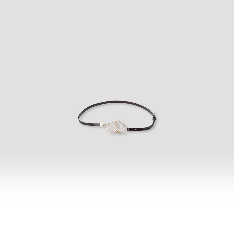 原单非市面货！ 菱形几何造型浅金扣细腰带 R693