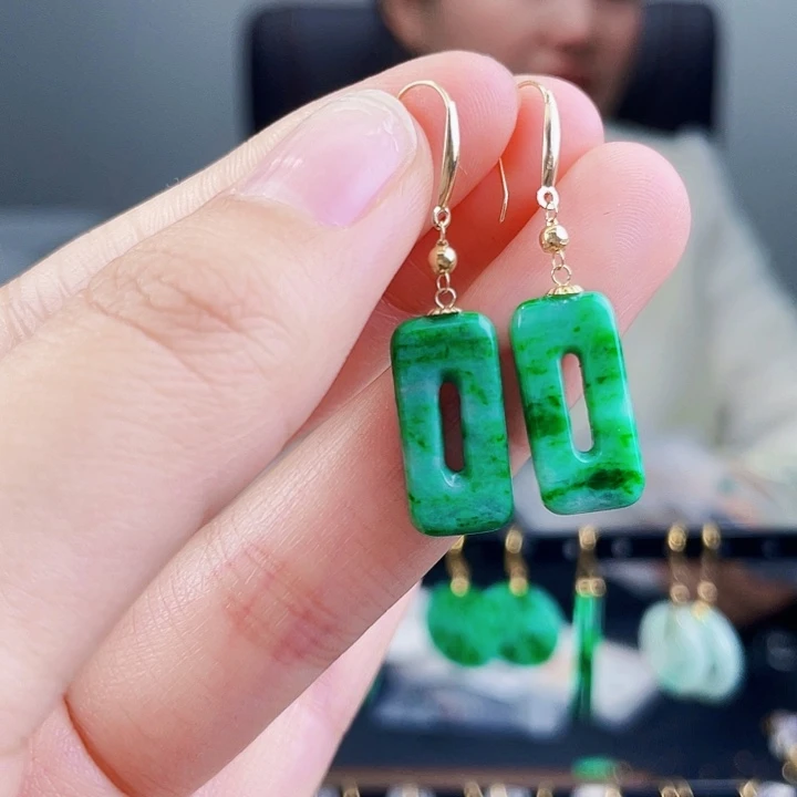 翡翠耳饰18K金镶嵌饰品