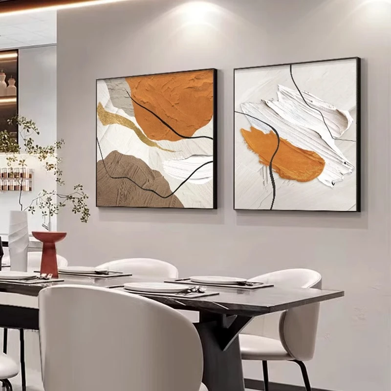 抽象几何餐桌轻奢高级感壁画客厅极简挂画石来运转现代简约装饰画