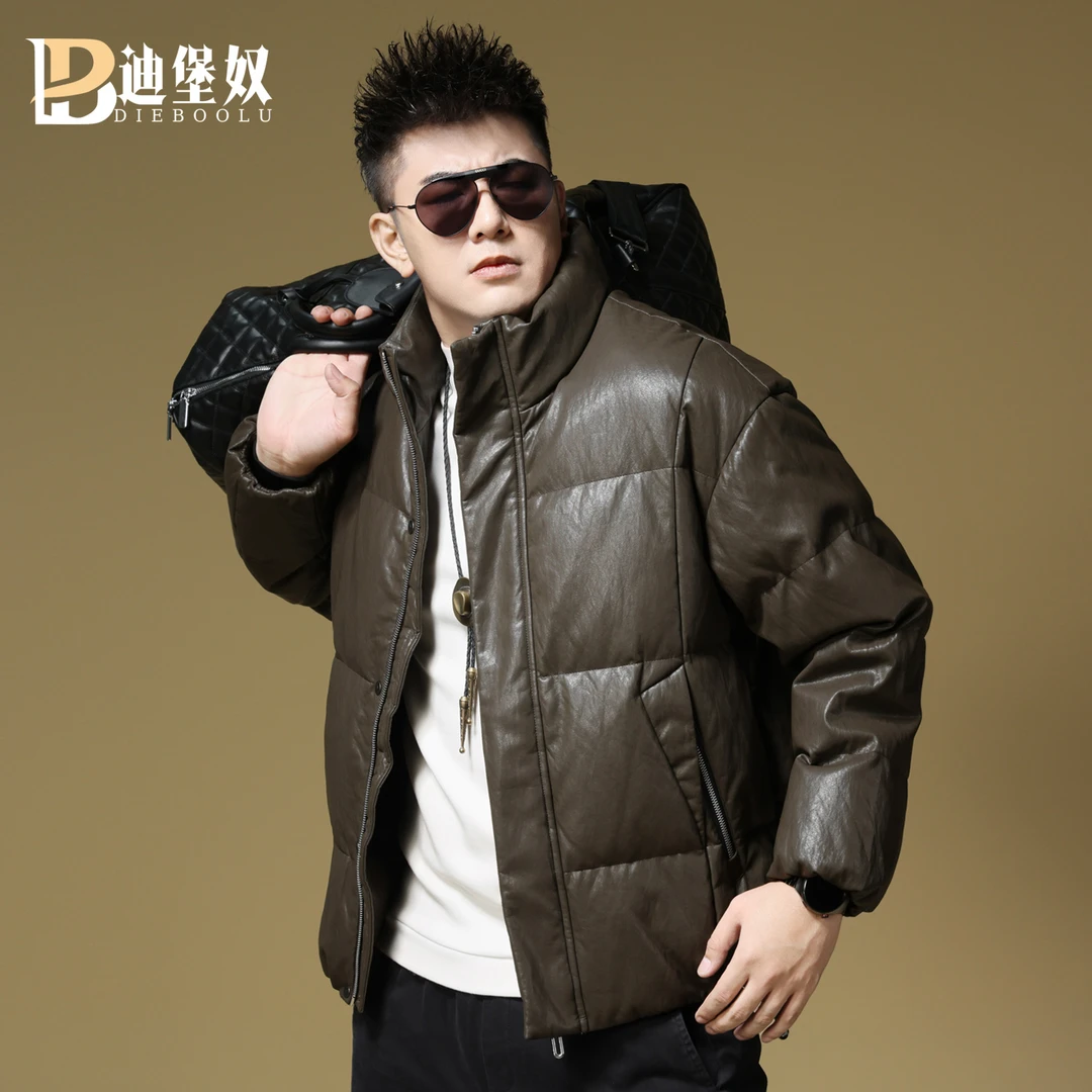 欧洲站男装潮流立领羽绒服冬季休闲工装白鸭绒2025年新款防风外套