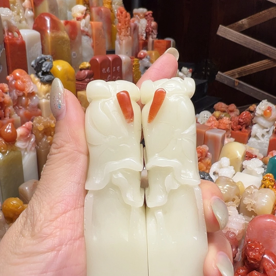 善***念寿山石随机批发一对