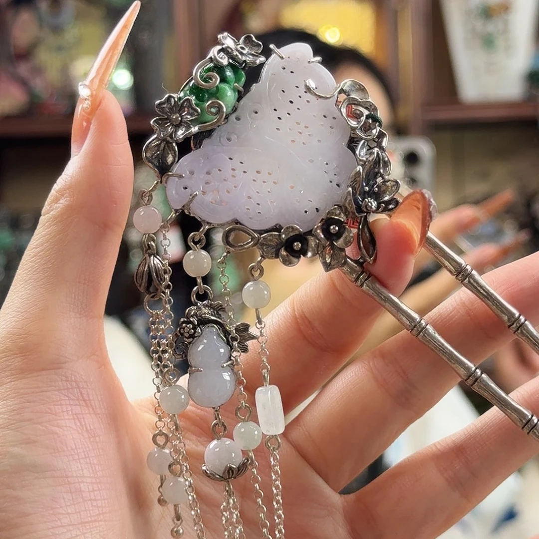 翡翠银S925镶嵌发饰