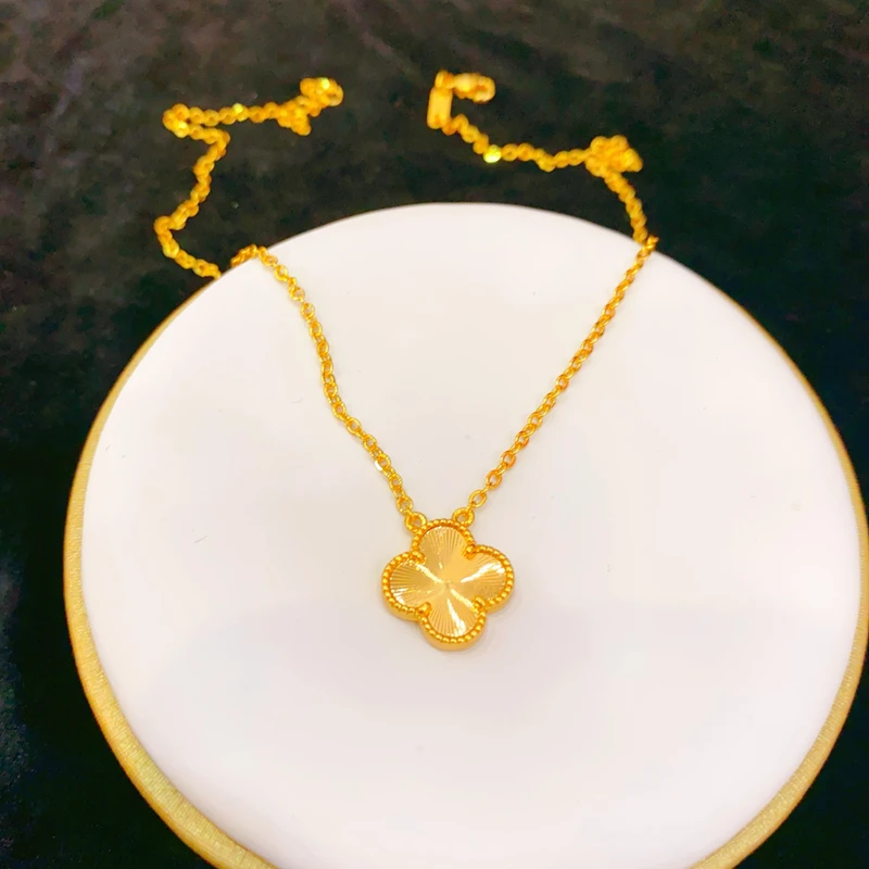 项链锁骨链镀K金气质镭射工艺四叶草项链8908