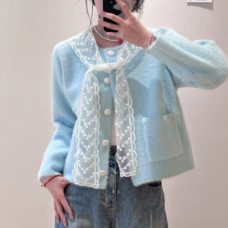 新款气质时尚短款百搭时尚法式女装小香风-B940天蓝色