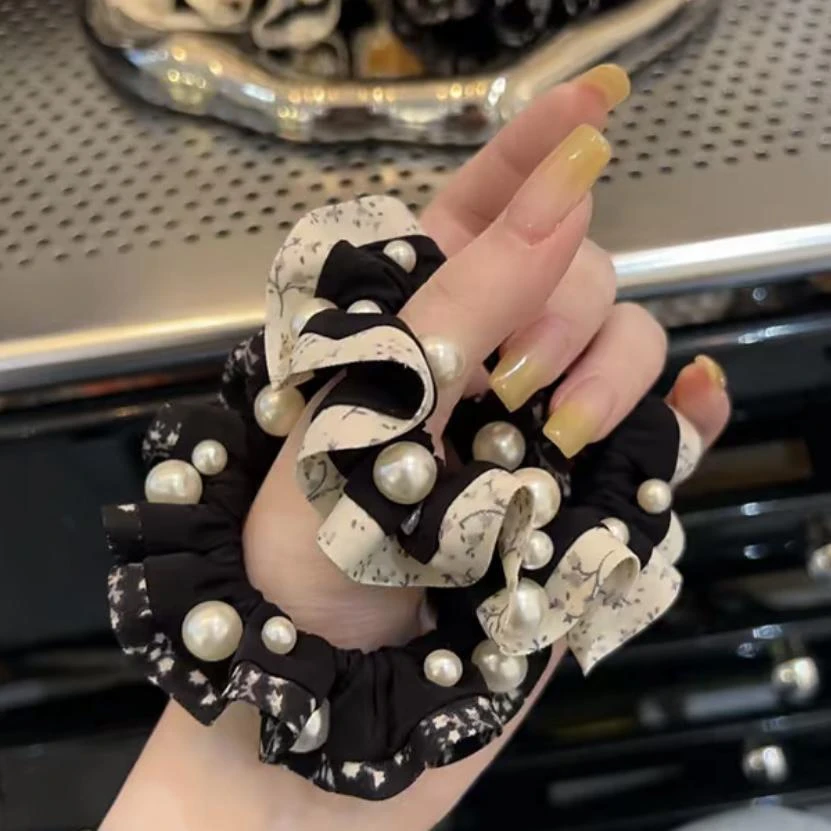 发两根韩系新款碎花布艺小肠发圈高级感丸子头发绳马尾扎发