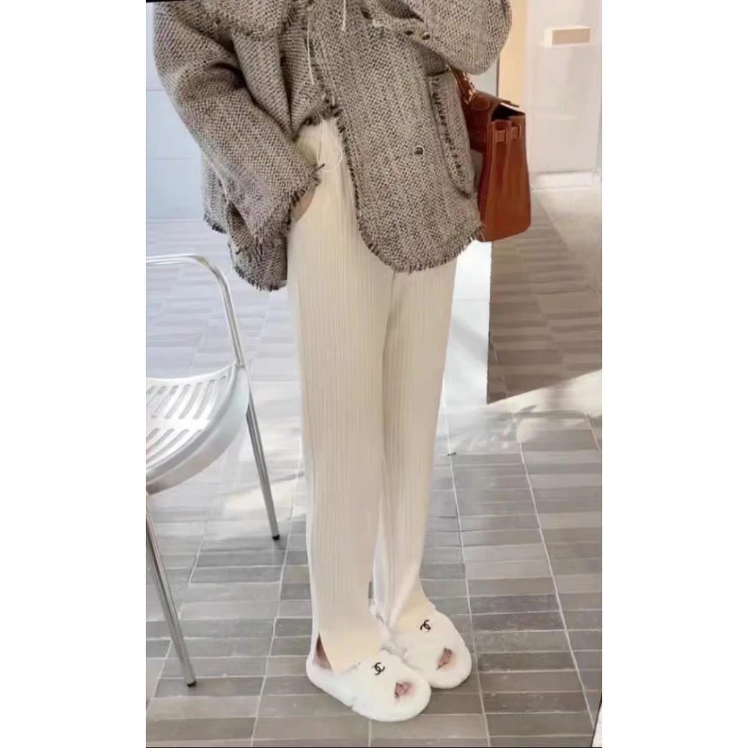 特！门店32&9！腿型救星！巨显瘦显腿直/呢感松紧腰直筒休闲裤L72105