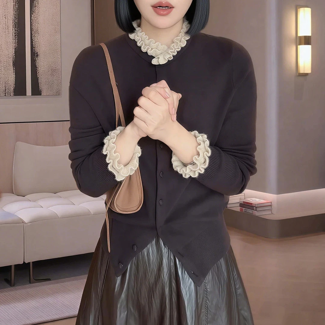 秋装女款爆款2025新款宽松长袖毛针织衫开衫女士静奢慵懒风上衣女