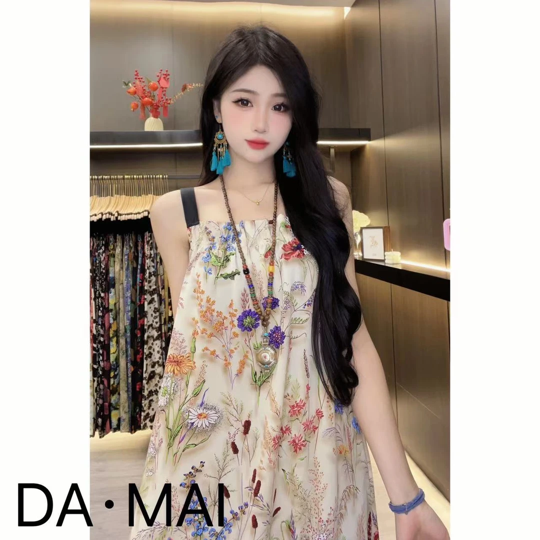 DA.MAI-8453#2025女款轻奢宽松长裙春夏缎料无袖气质时尚连衣裙