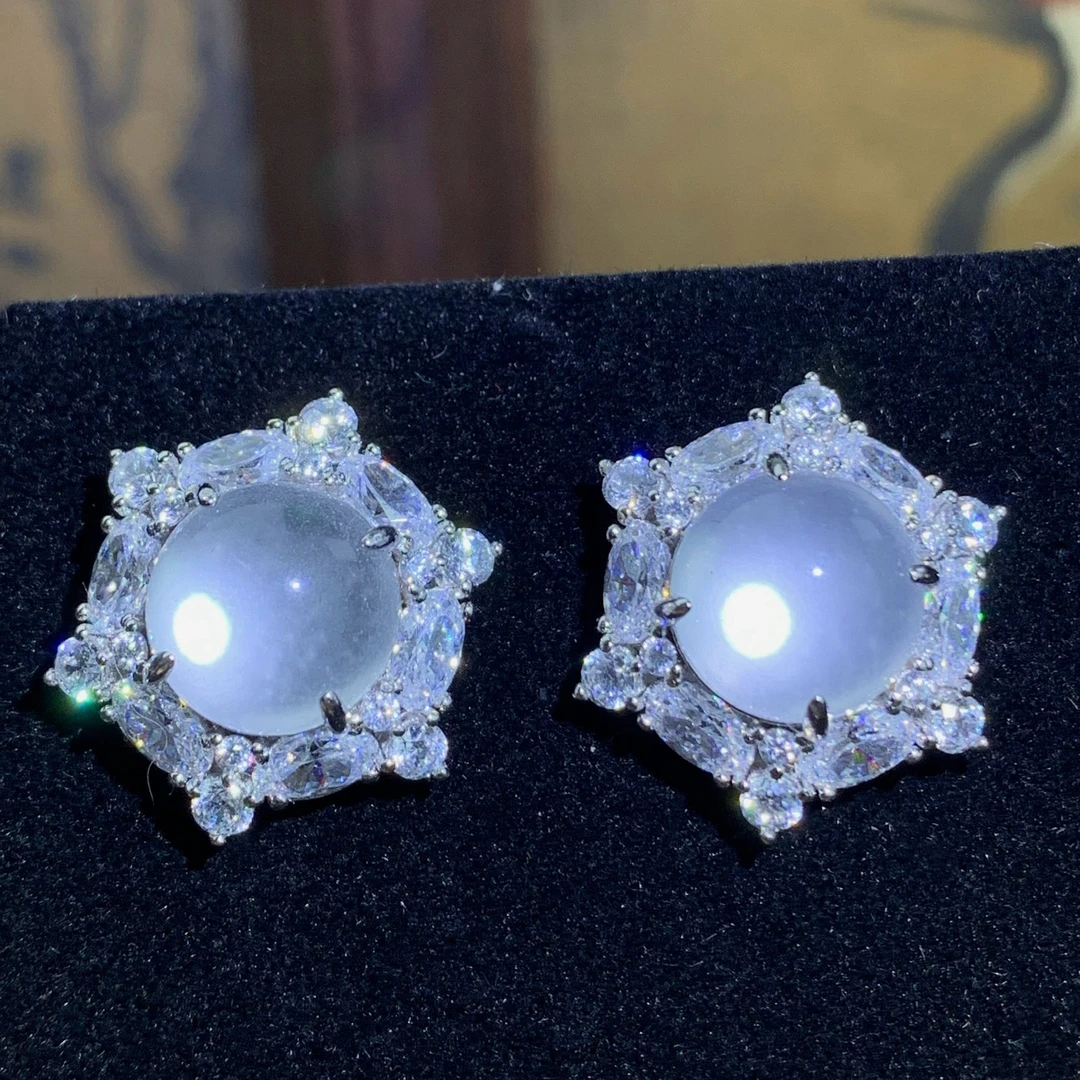 XinYuan｜六芒星耳钉｜天然玉石蛋面轻奢贵气精美耳钉