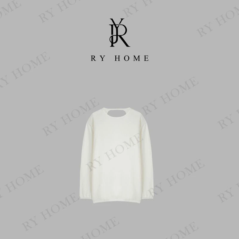 【容雨RYHOME】新款百搭纯色圆领卷边毛衣253M3000