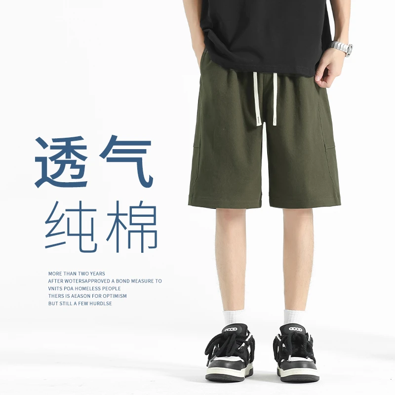 工装短裤男夏季2025新款纯棉裤子宽松百搭男生薄款沙滩裤潮牌短裤