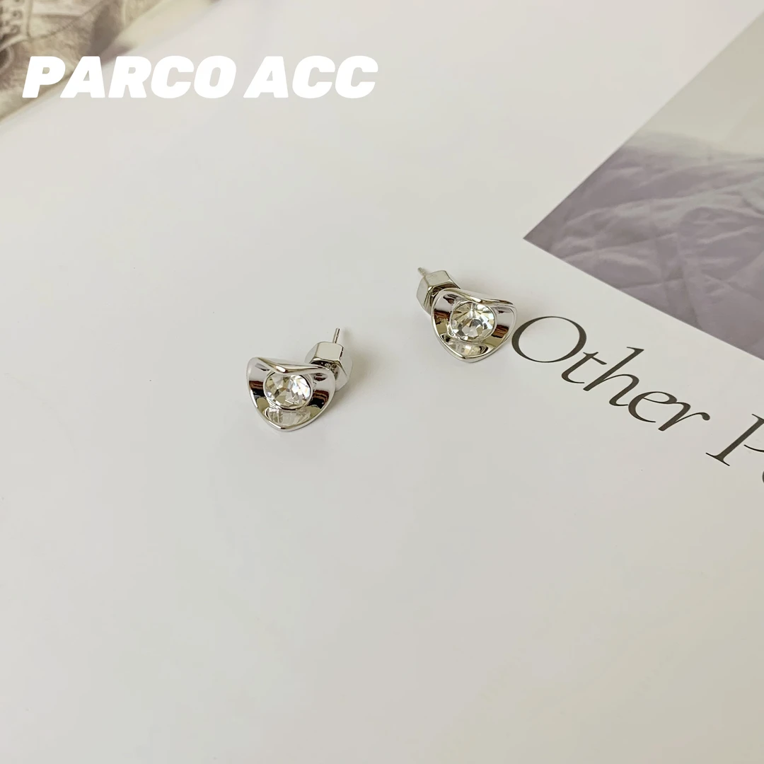 铜合金合成锆石耳饰 TC207 异形几何单锆耳钉