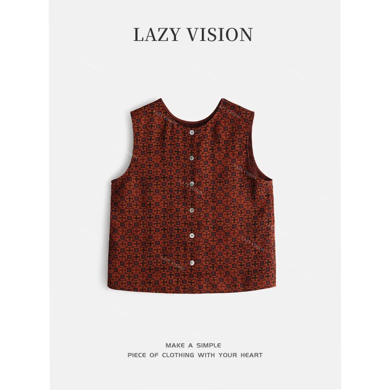 LAZYVISION/桑蚕丝无袖提花两面穿上衣背心ZMD-30093