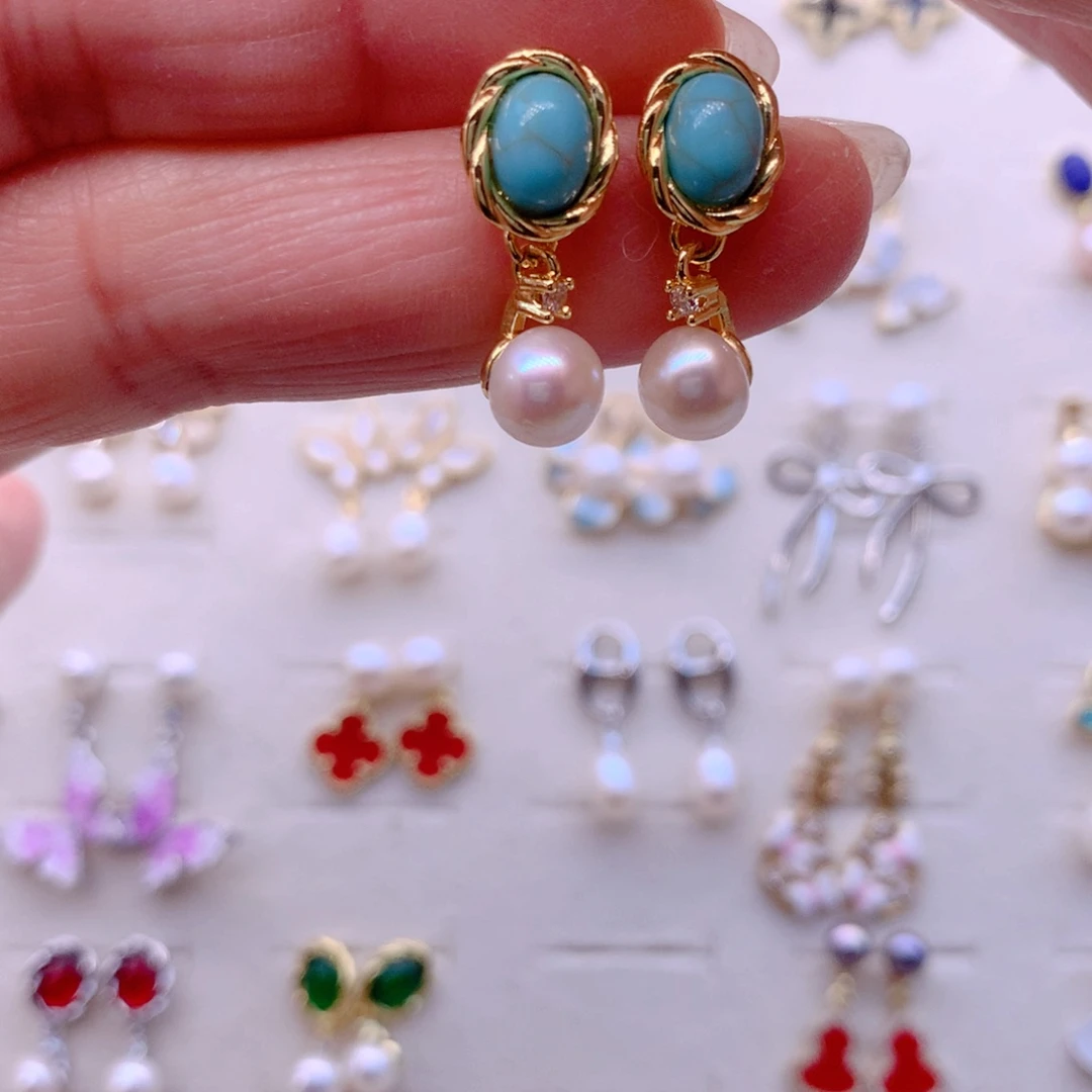 合金淡水珍珠耳饰