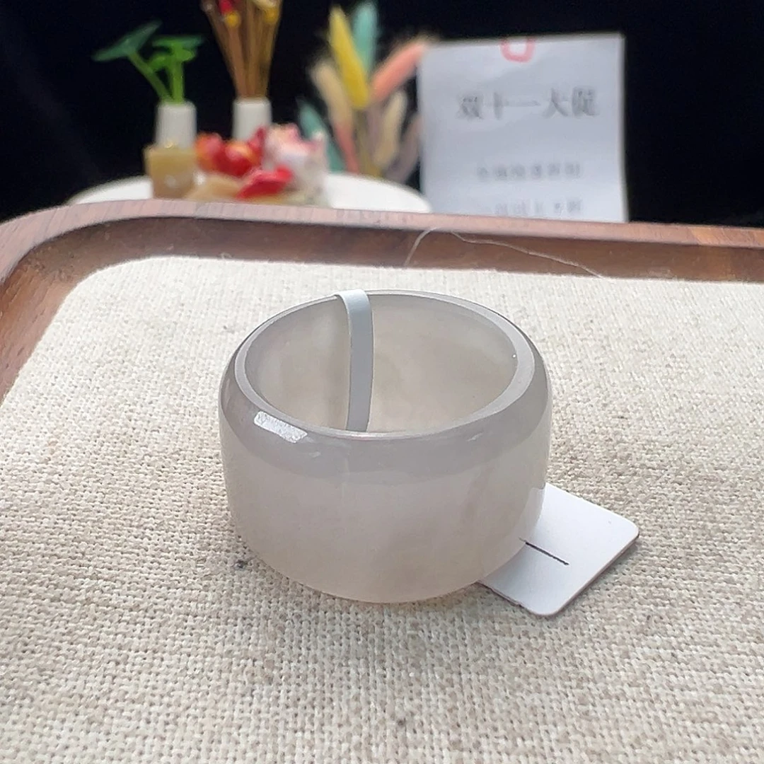 和田玉（糖玉）未镶嵌戒指K103冰透紫圆切17.1 不退换