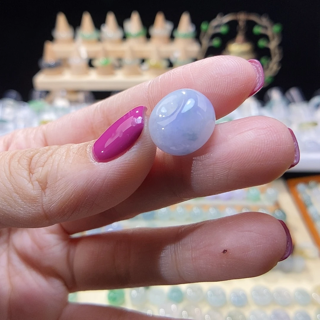 翡翠未镶嵌戒指蓝紫飘花肥扣