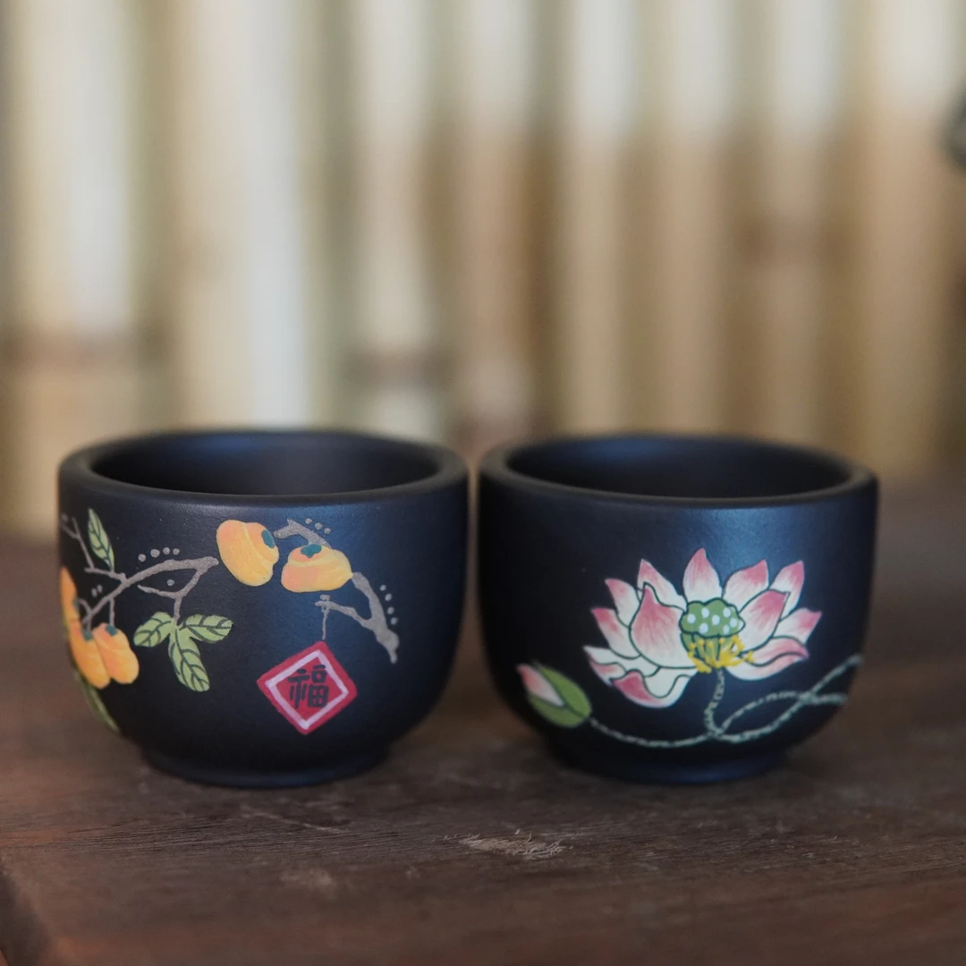 新款柿子福杯+荷花杯     紫砂茶器 紫砂杯主人杯