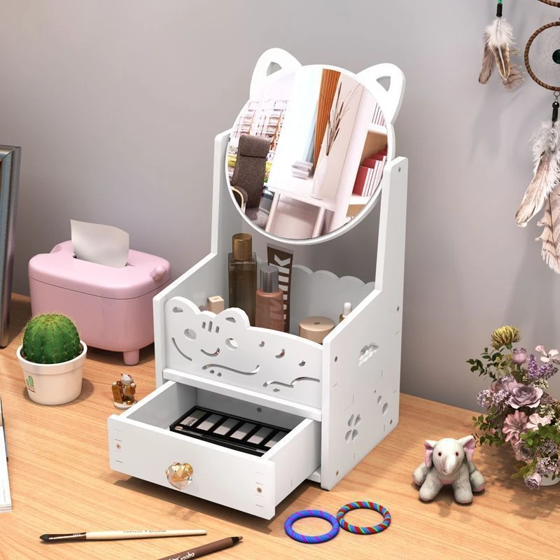 新疆西藏包邮开学季学生桌面带抽屉收纳架简易镜子宿舍必备女生可