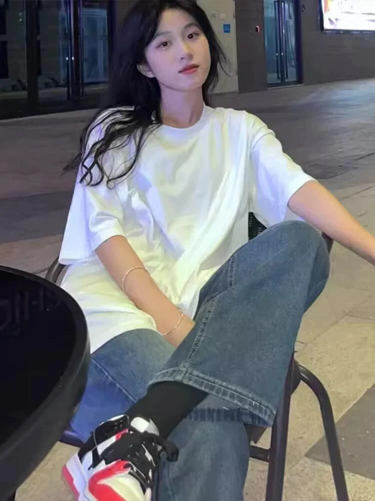 B01-B16短袖袖抗皱圆领短袖螺纹方领T恤ins百搭甜辣千金风