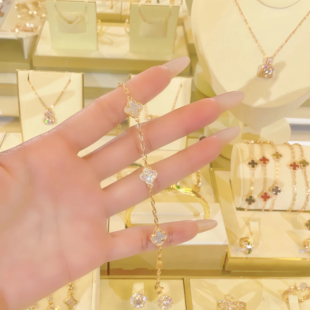 语花印 铜合金贝壳手链 时尚四叶花手链FS1134轻奢百搭