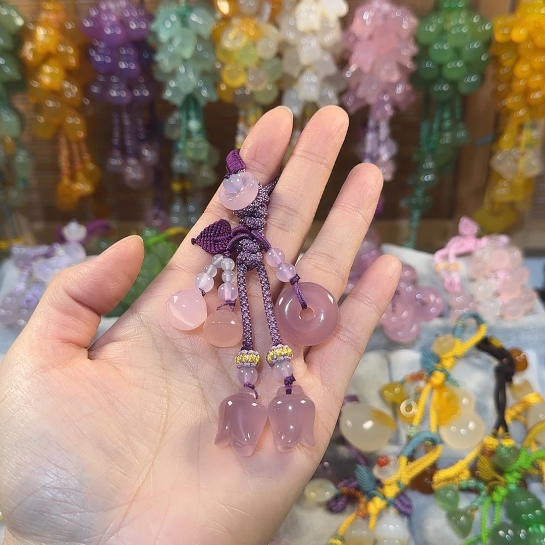 玛瑙/玉髓未镶嵌钥匙挂件