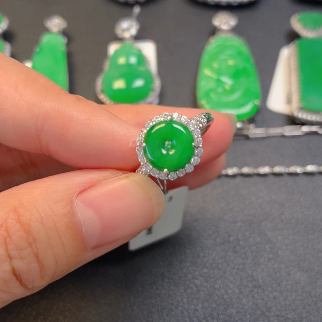 翡翠银S925镶嵌吊坠(不含链)戒指