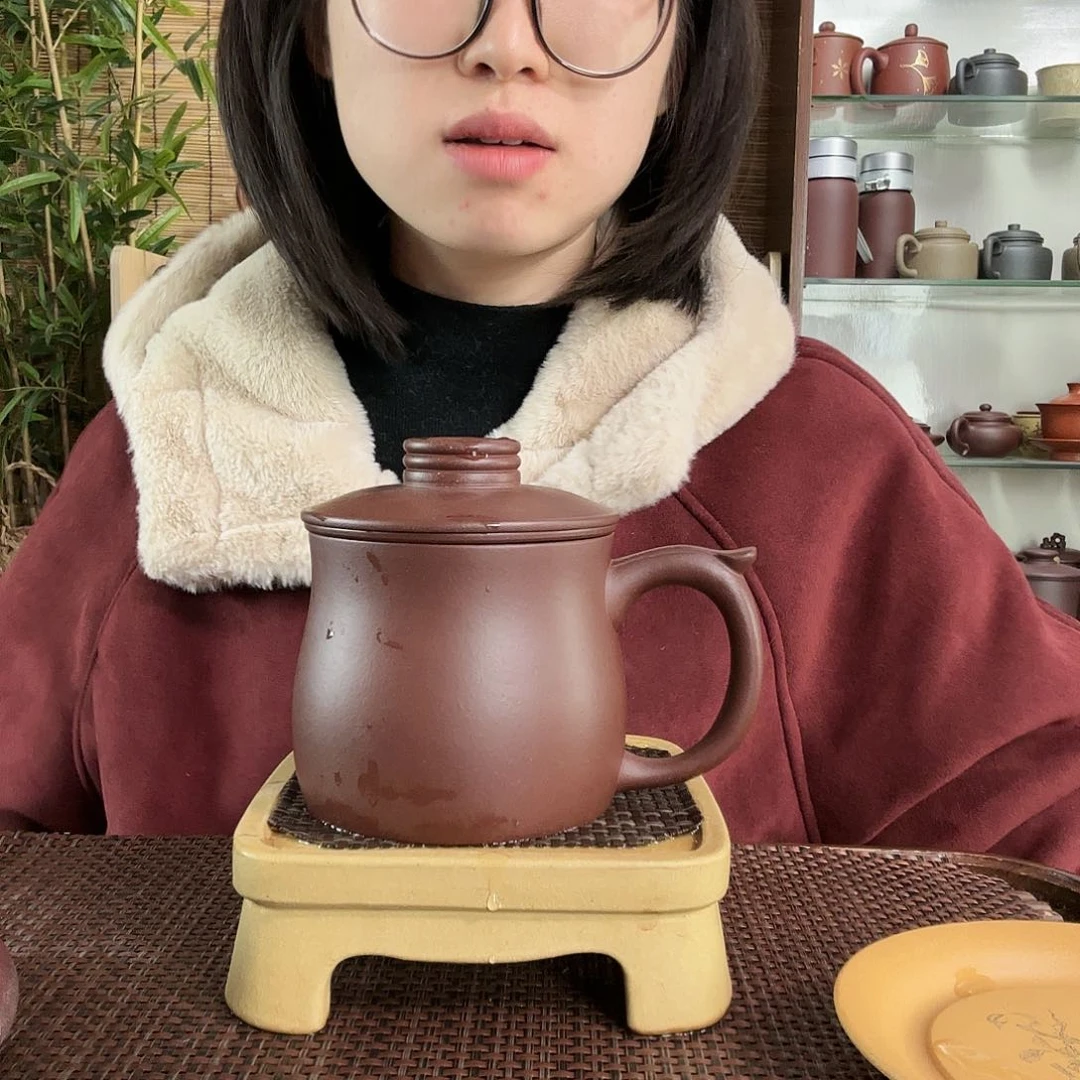 紫砂茶杯中槽清欢喜三件套办公杯没礼盒400CC左右