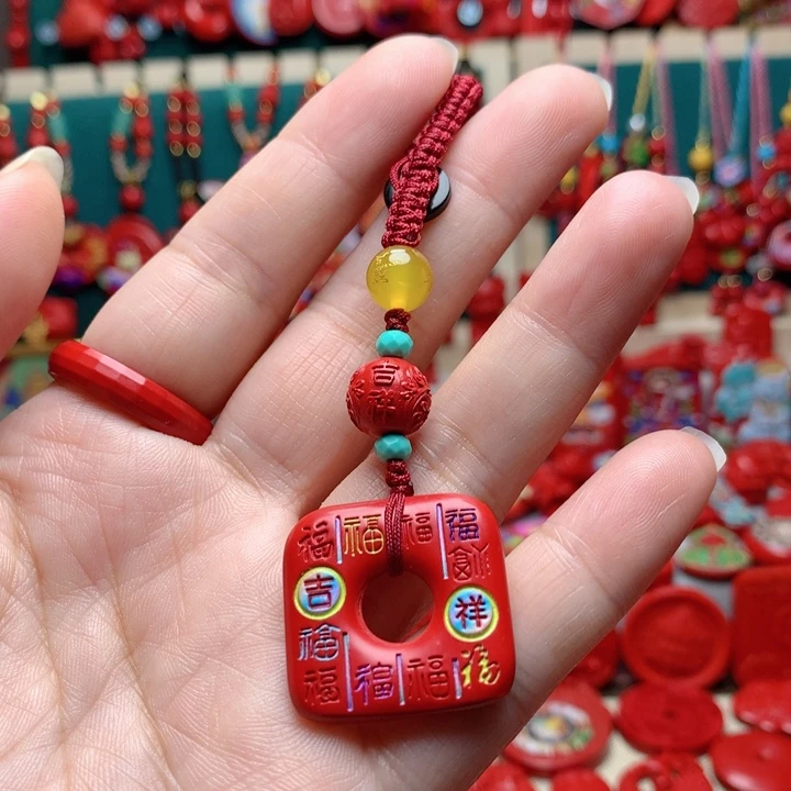 天然辰砂工艺品朱砂钥匙扣