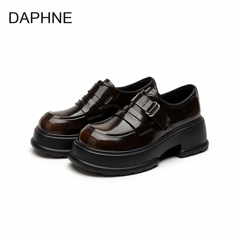 达芙妮简约增高乐福鞋女2025春季新款时尚气质百搭低帮真皮单鞋女