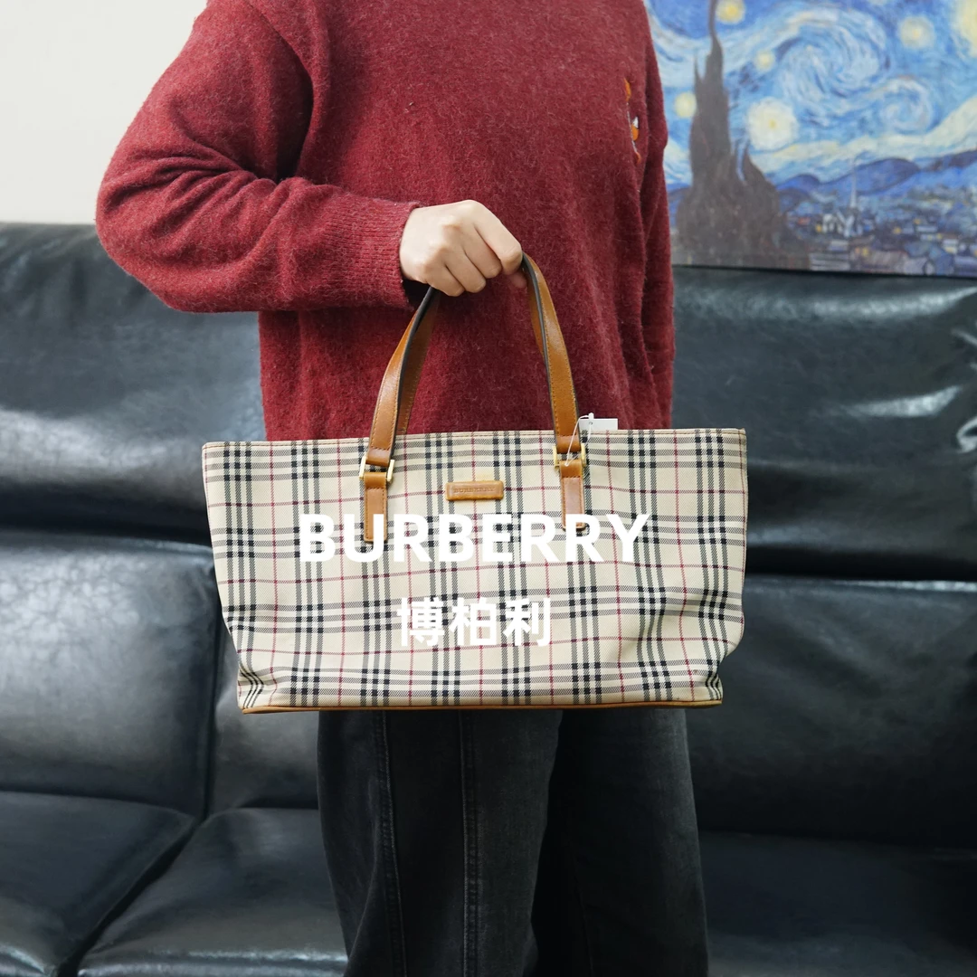 95新 BURBERRY/博柏利 巴宝莉/格纹手提包/JJ01727569/7569