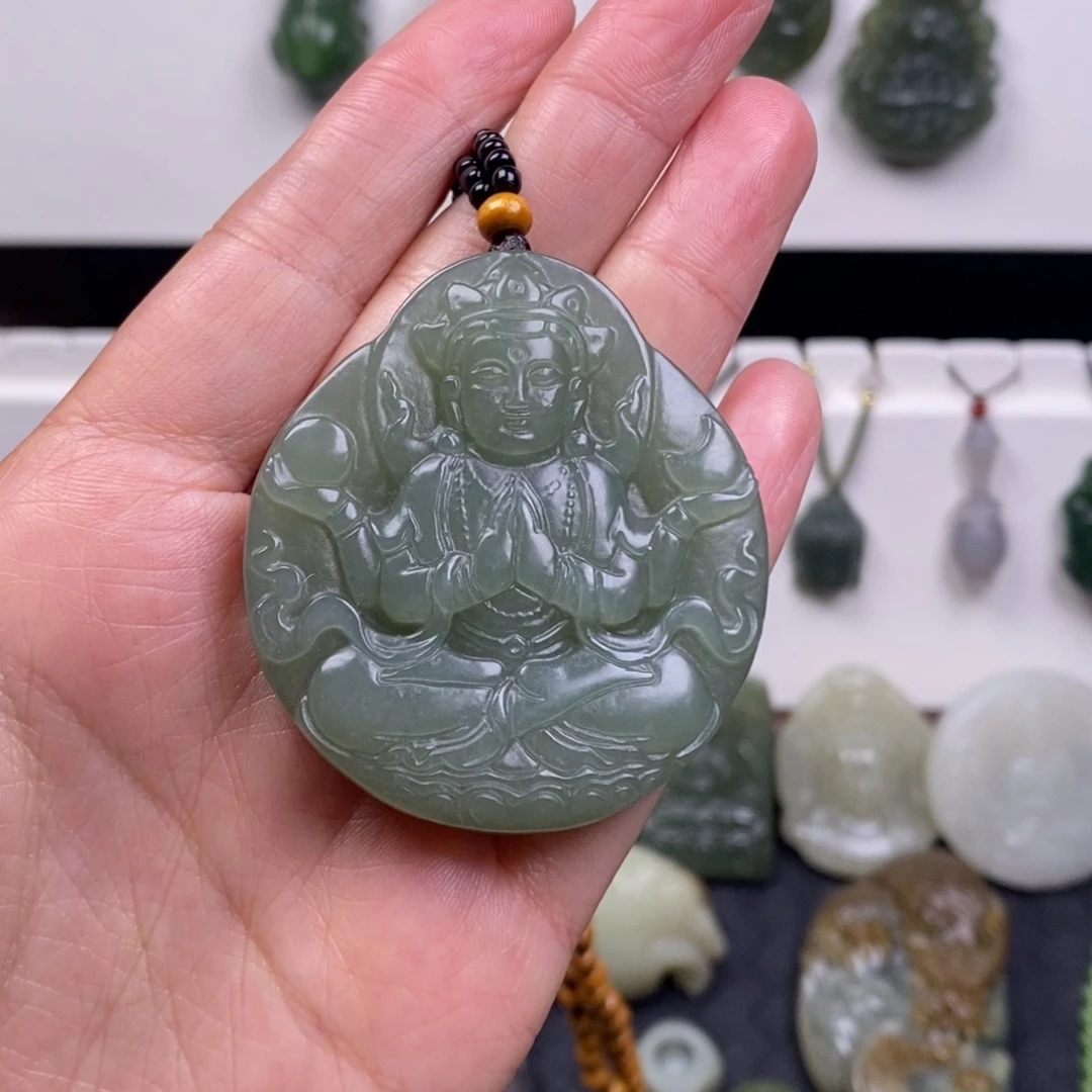 和田玉未镶嵌挂件和田玉观音吊坠挂件