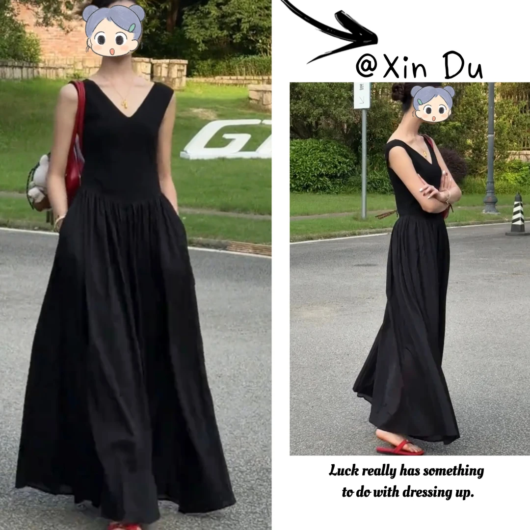 2025夏季新款时尚显瘦气质女士网红洋气连衣裙百搭款D21718