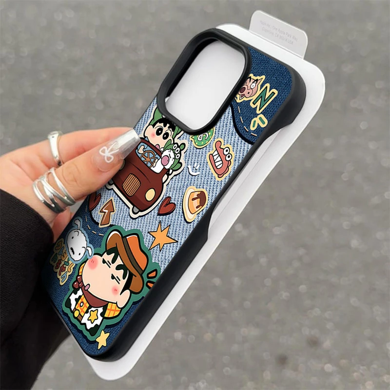 牛仔小新半包软壳适用苹果16/17promax15手机壳iphone14/12/11/13